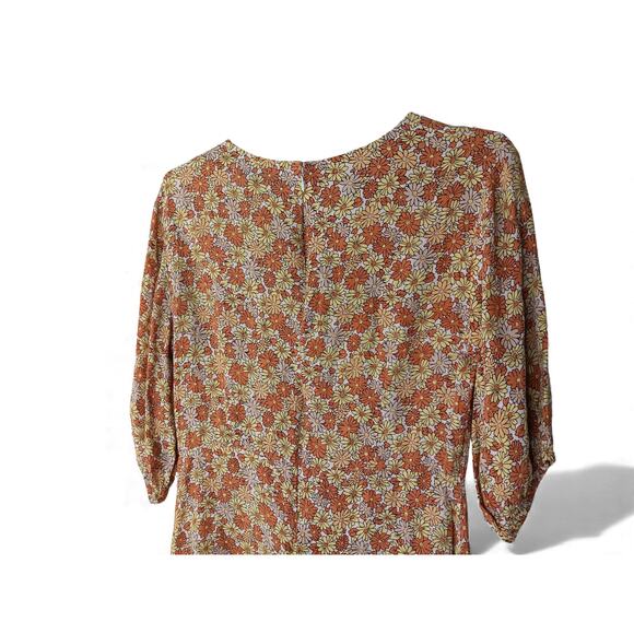 Faithfull the Brand Floral Mini Dress Puff Sleeve Boho Cottagecore M - Picture 4 of 14